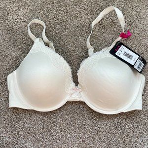 NWT Maidenform Extra Coverage T-Shirt Bra, White Lace 36C